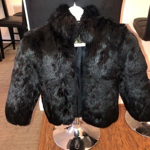 Little girls real rabbit fur coat